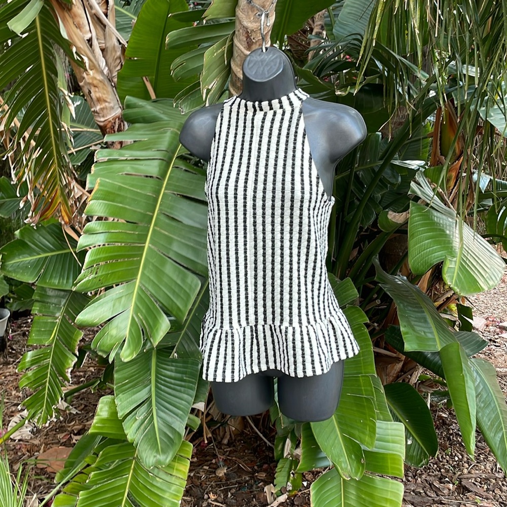 W5 striped halter looked peplum top
